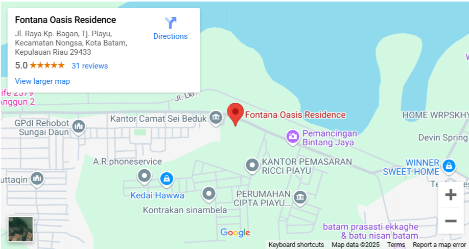gambar lokasi perumahan cluster fontana oasis residence piayu jalan bagan batam